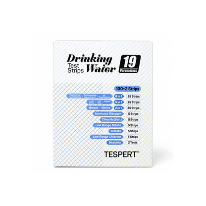 TESPERT 19-Parameter Water Test Kit — 102-Piece Set (100 Strips + 2 Bacteria Tests)
