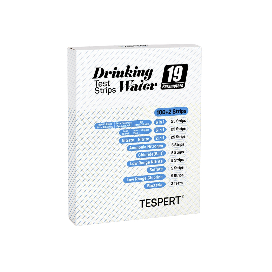 TESPERT 19-Parameter Water Test Kit — 102-Piece Set (100 Strips + 2 Bacteria Tests)