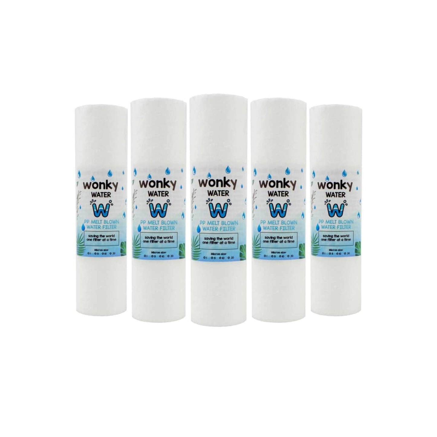 Wonky Water 10 inch Slimline Sediment Replacement Water Filter Cartridge 10 Micron (5 Pack)