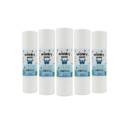 Wonky Water 10 inch Slimline Sediment Replacement Water Filter Cartridge 1 Micron (5 Pack)