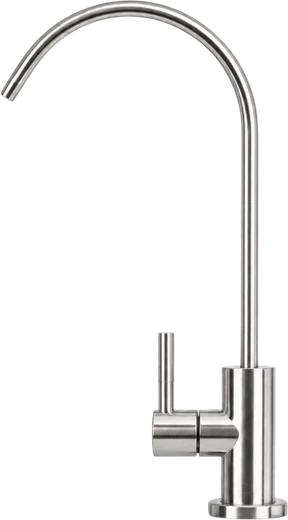SUPERPURE brushed stainless drinking water tap with a high-arc gooseneck spout and single lever handle